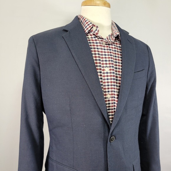 Banana Republic Men's Sport Coat Blazer Two Button Navy Birds Eye Poly Blend 42L - Picture 8 of 16
